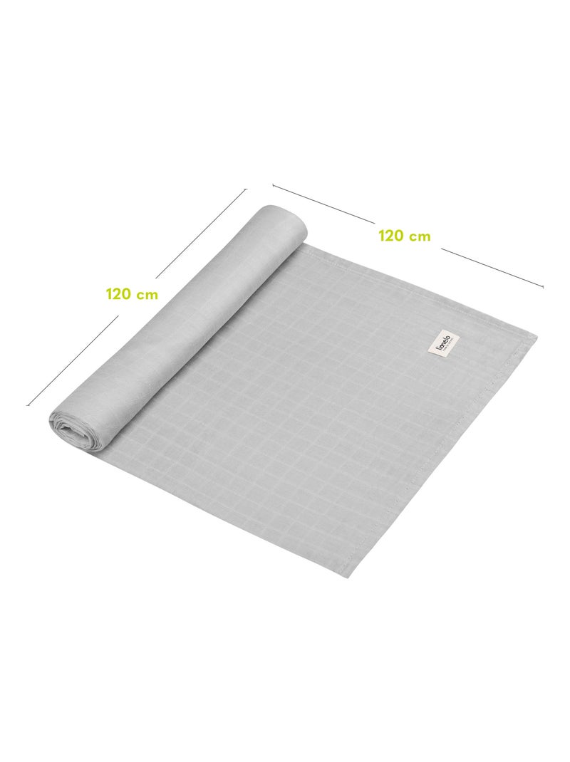 Manta de bambú para bebé 120x120 cm - LIONELO - 100% algodón - Hipoalergénica Gris - Kiabi