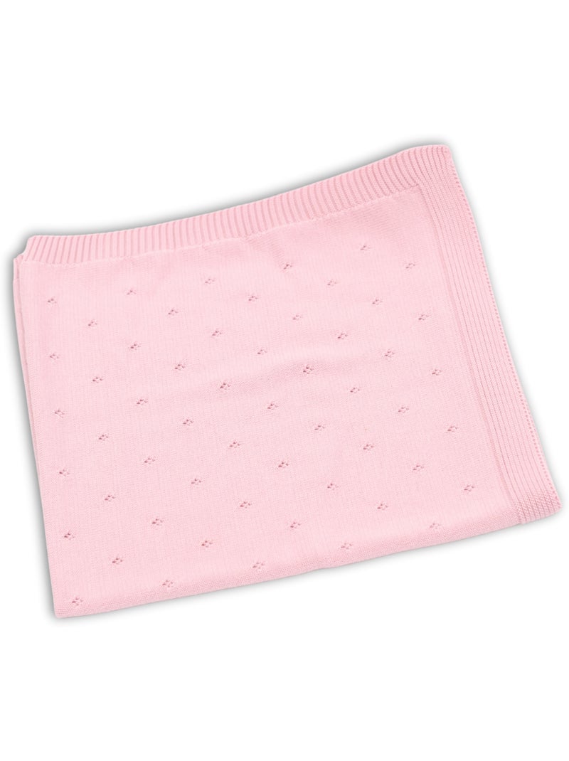 Manta de bebé de punto calado 50% lana 50% acrílico Rosa - Kiabi