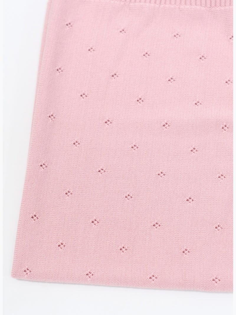 Manta de bebé de punto calado 50% lana 50% acrílico Rosa - Kiabi