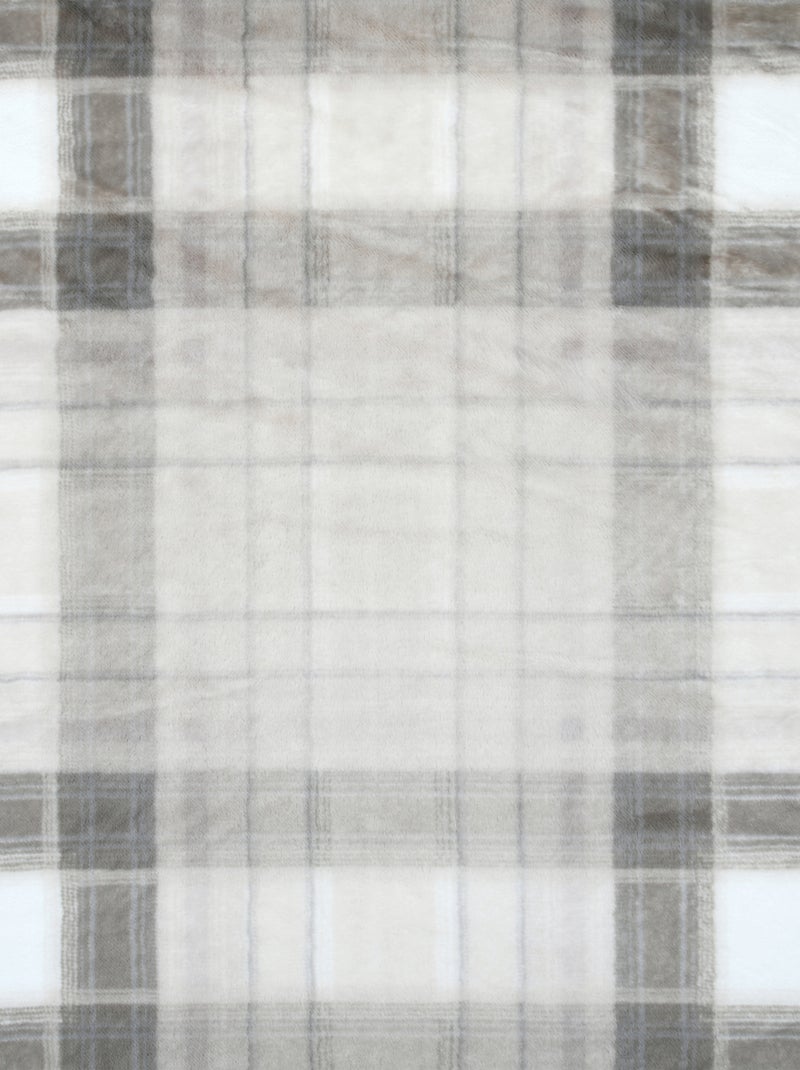 Manta de cuadros escoceses de imitación de piel Beige - Kiabi