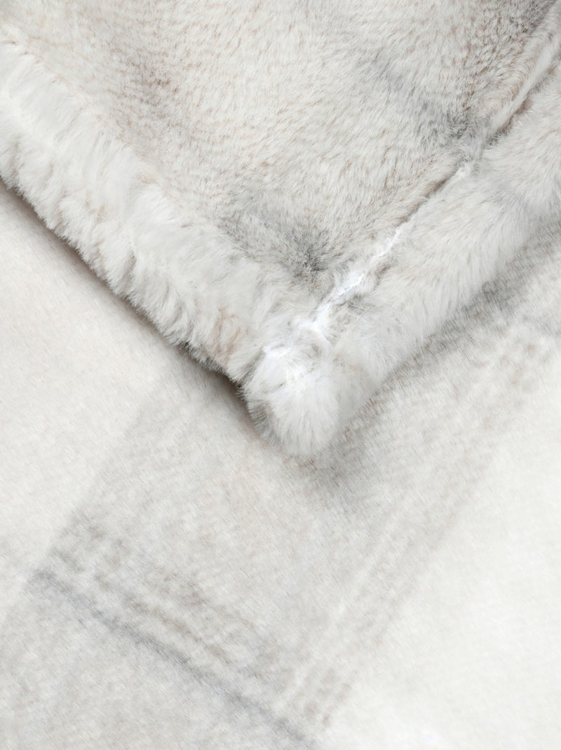 Manta de cuadros escoceses de imitación de piel Beige - Kiabi