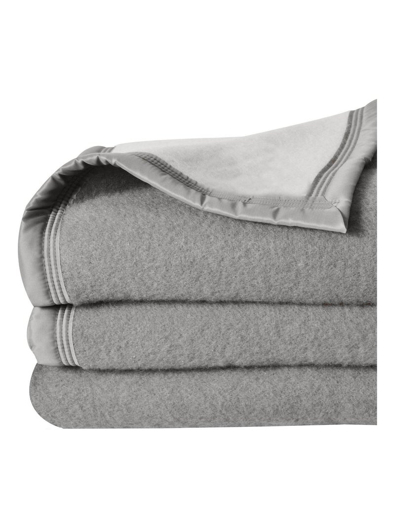 Manta de doble cara Woolmark Gris antracita - Kiabi