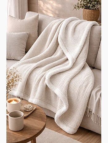 Manta de doble material de gasa de algodón y polar 130x170 cm