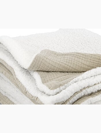 Manta de doble material de gasa de algodón y polar 130x170 cm