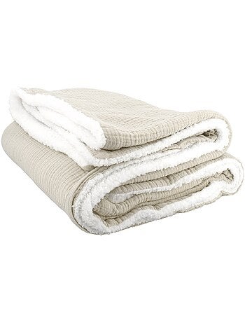 Manta de doble material de gasa de algodón y polar 130x170 cm