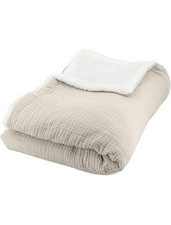 Manta de doble material de gasa de algodón y polar 130x170 cm