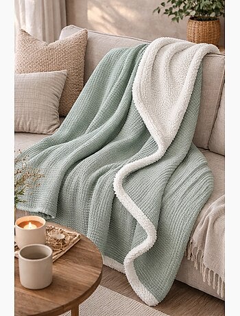 Manta de doble material de gasa de algodón y polar 130x170 cm