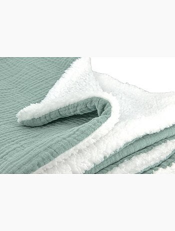 Manta de doble material de gasa de algodón y polar 130x170 cm