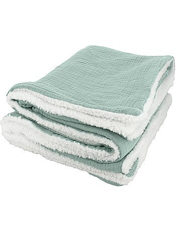 Manta de doble material de gasa de algodón y polar 130x170 cm