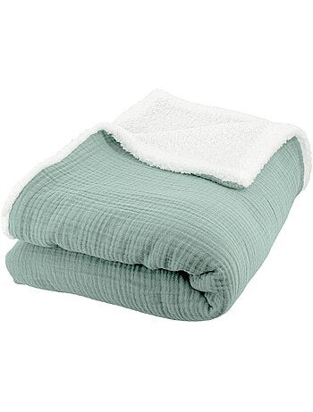 Manta de doble material de gasa de algodón y polar 130x170 cm