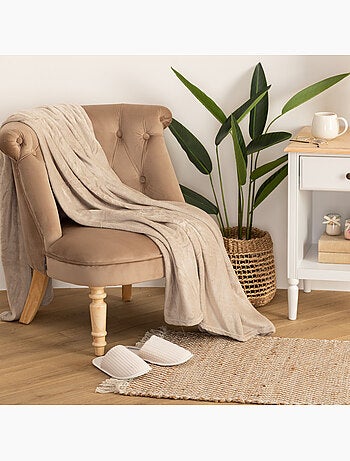Manta de franela beige ollis 130x180cm