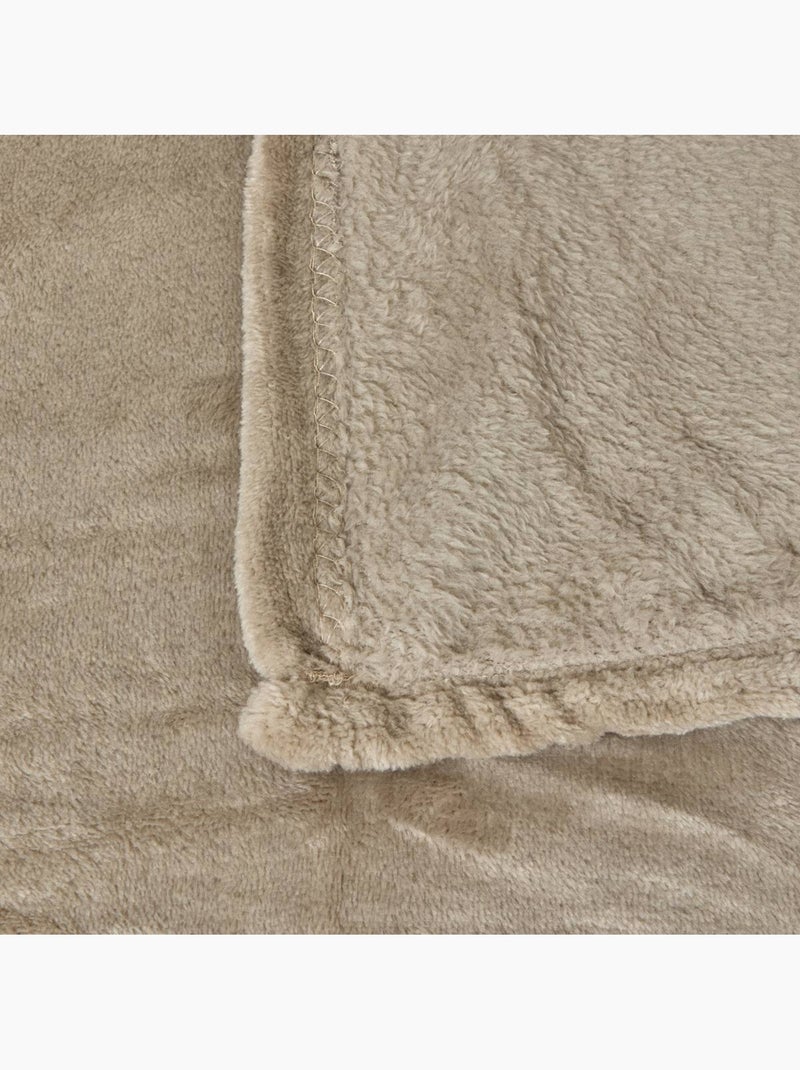 Manta de franela beige ollis 130x180cm Beige - Kiabi