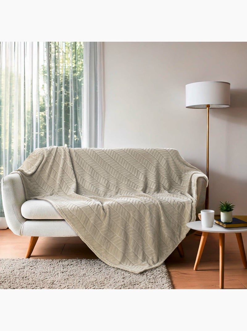 Manta de franela en relieve lisa – modelo arya Taupe - Kiabi