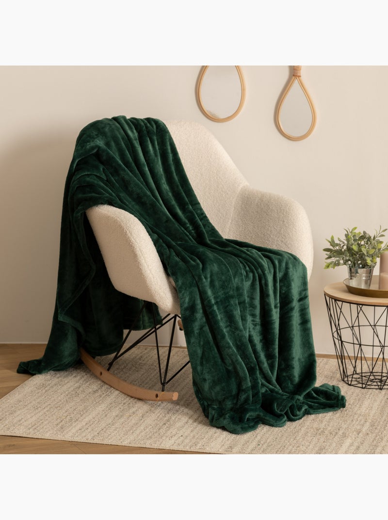 Manta de franela verde 180x230cm Rosa loto - Kiabi