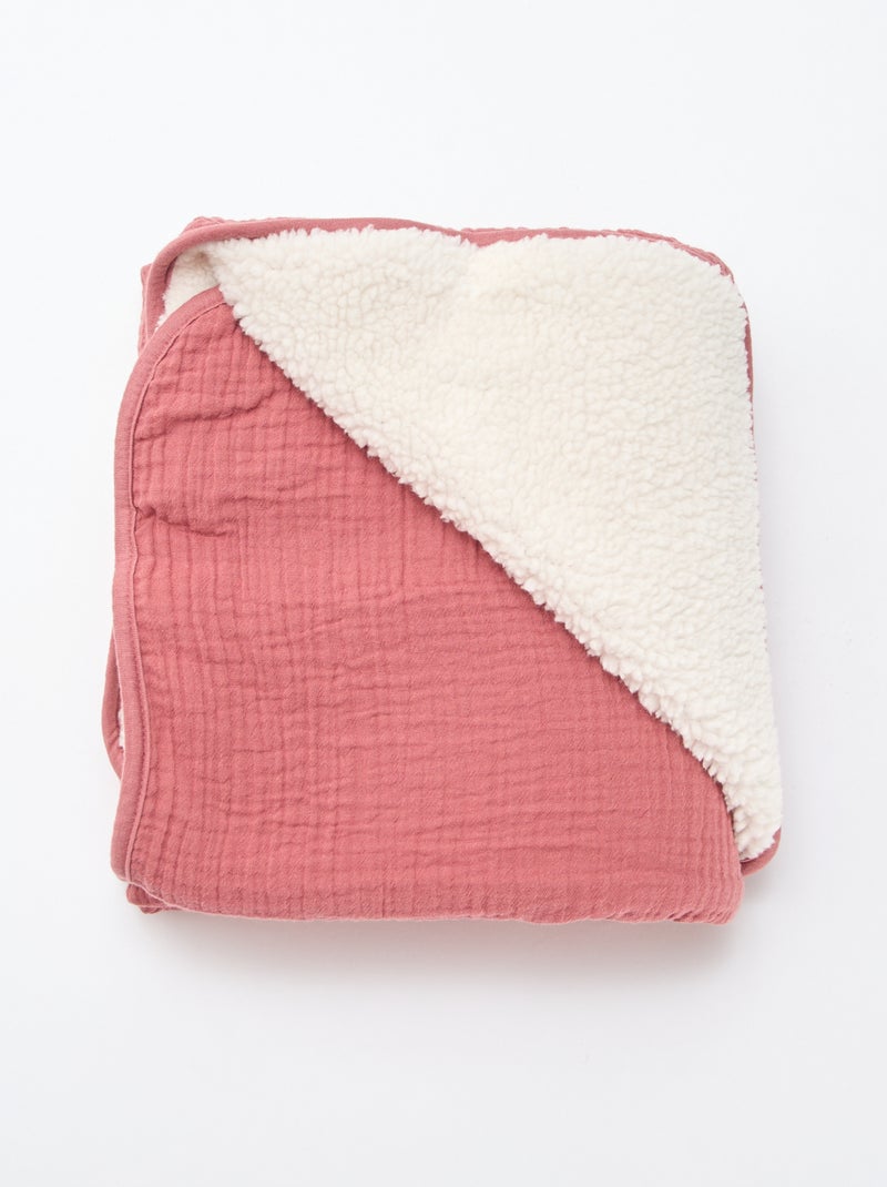 Manta de gasa de algodón y tejido polar Rosa - Kiabi