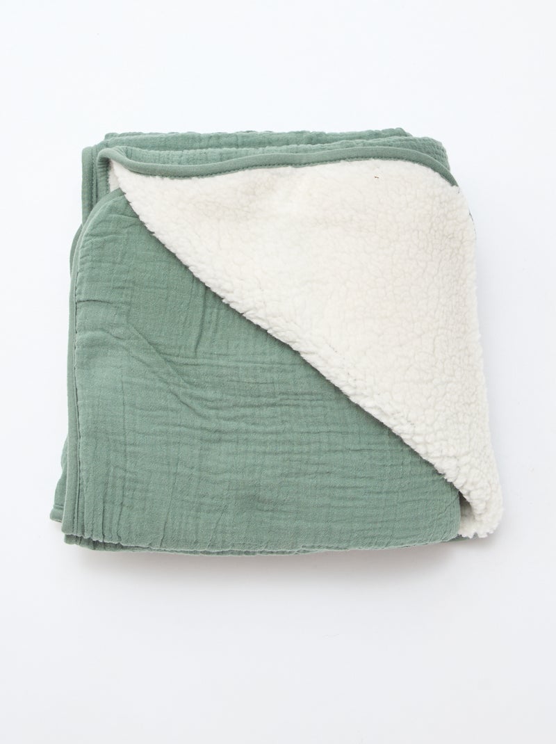 Manta de gasa de algodón y tejido polar Verde - Kiabi
