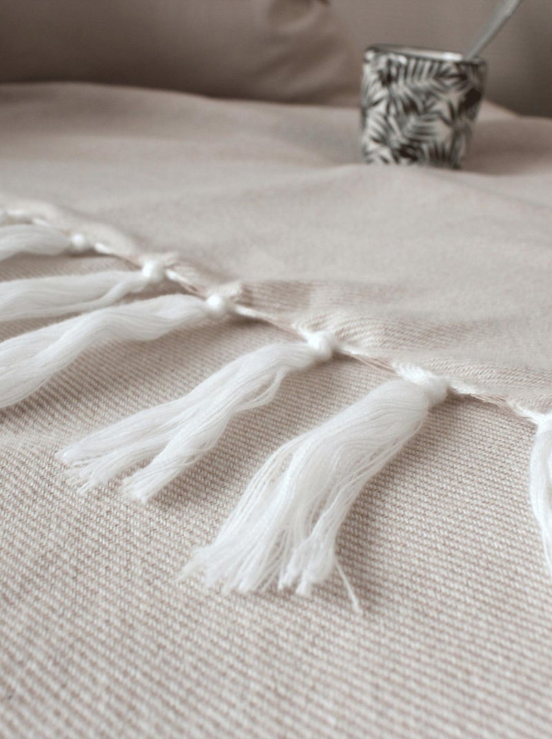 Manta de jacquard Beige - Kiabi