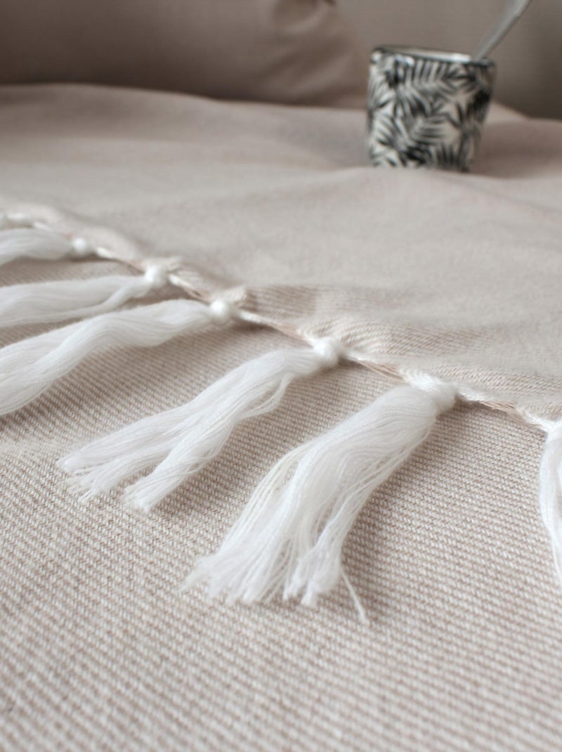 Manta de jacquard Beige - Kiabi
