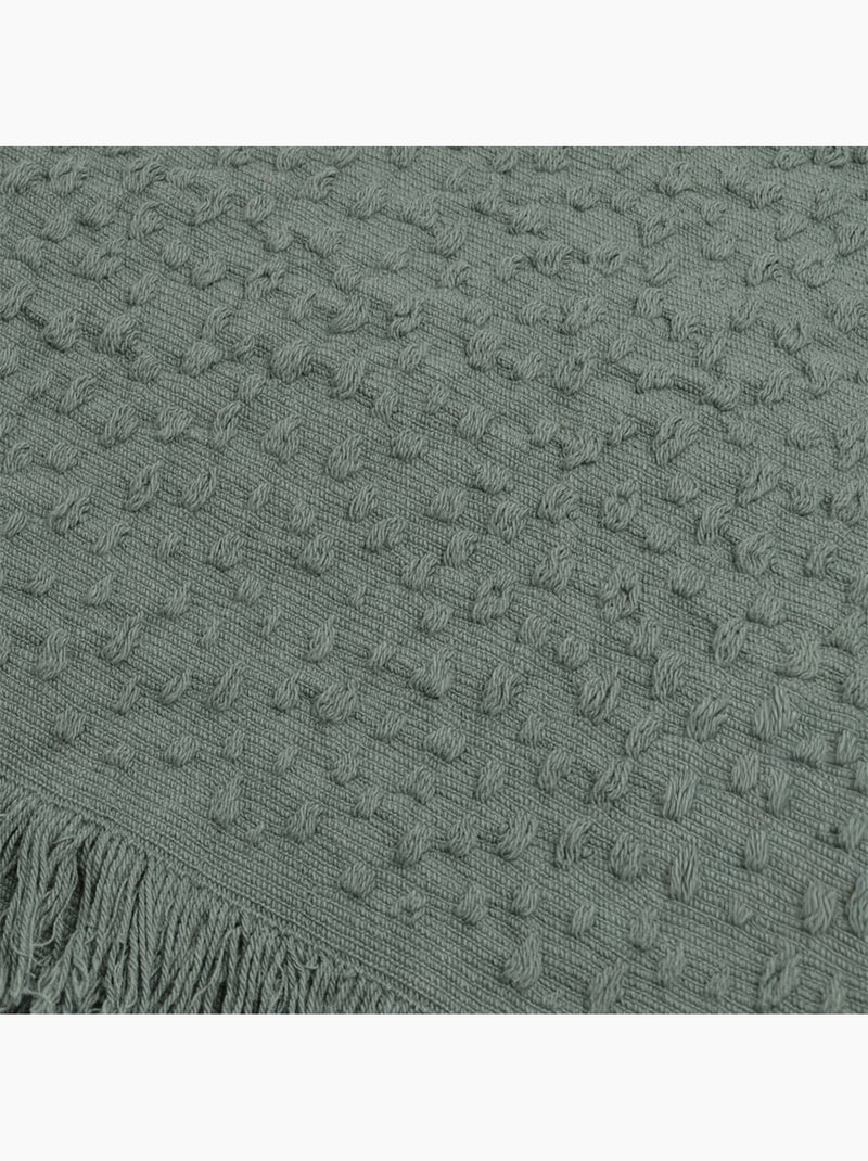 Manta de jacquard de algodón con motivo de lágrima Caqui - Kiabi