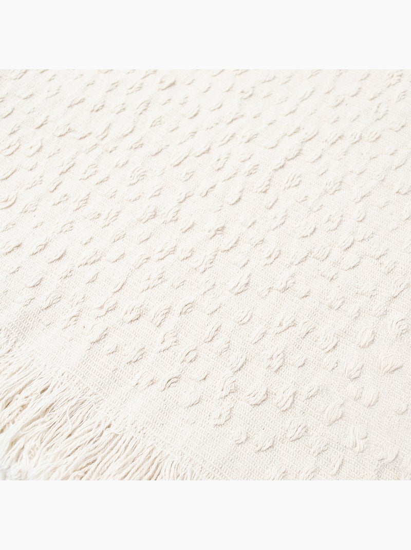 Manta de jacquard de algodón con motivo de lágrima Crema - Kiabi