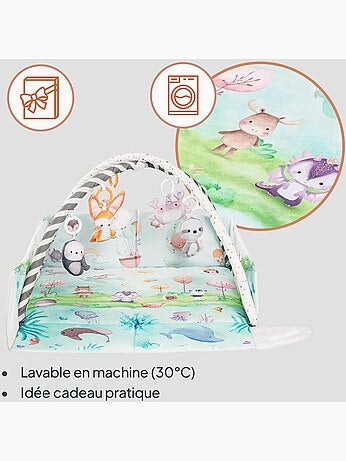 Manta de juegos 2 en 1 Anika de LIONELO - Parque infantil - 98 x 114 cm - Lavable - Juguetes interac