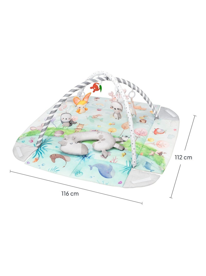 Manta de juegos 2 en 1 LIONELO Anika para bebé - Parque infantil - Lavable - Juguetes interactivos Blanco Multicolor - Kiabi