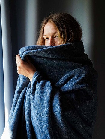 Manta de lana jacquard - Estampado de nubes