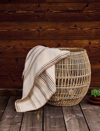 Manta de lana y mohair a rayas