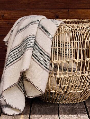 Manta de lana y mohair a rayas