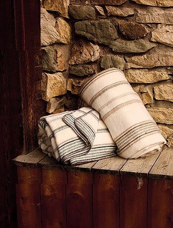 Manta de lana y mohair a rayas