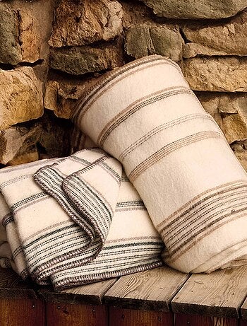 Manta de lana y mohair a rayas