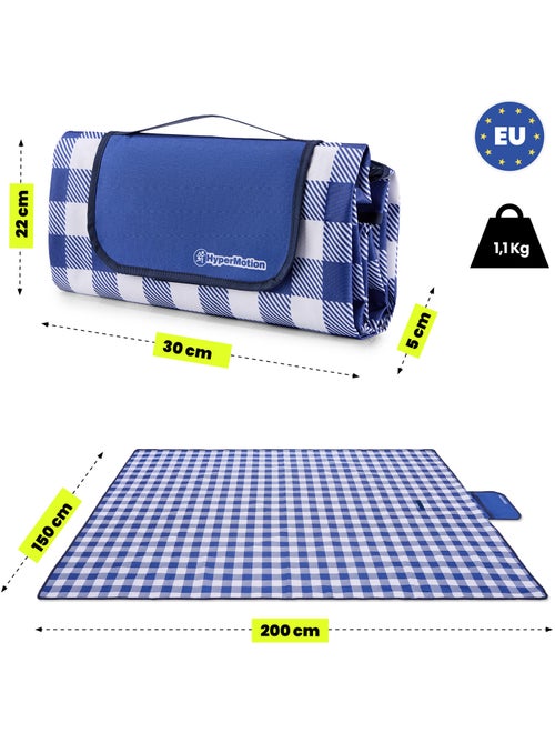 Manta de picnic hypermotion 150 x 200 cm: impermeable, resistente y compacta - Kiabi