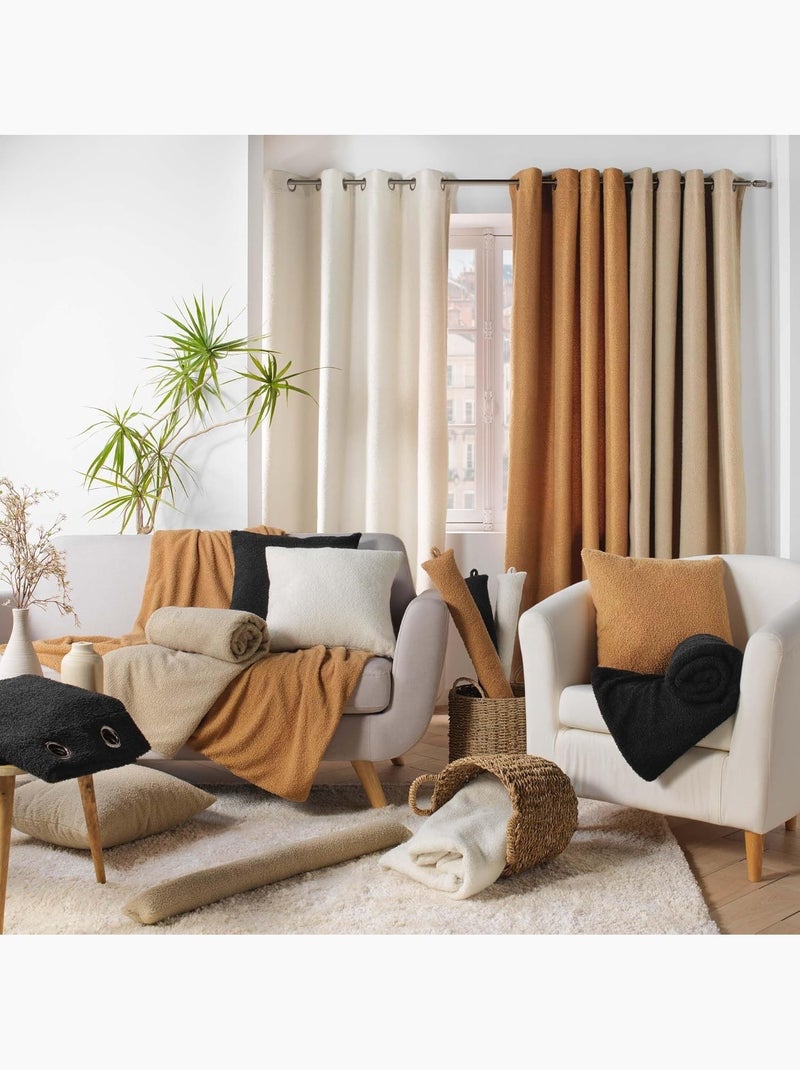 Manta de Poliéster WOOLY Douceur d'Intérieur Beige - Kiabi