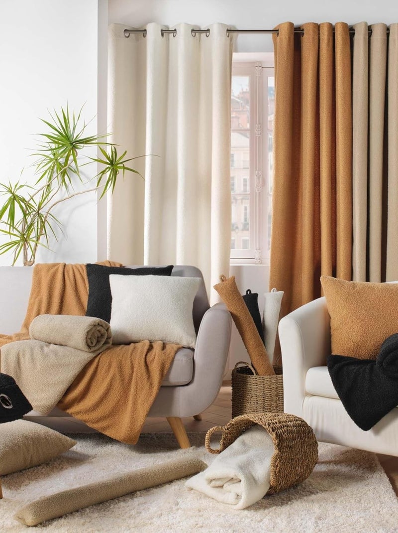 Manta de Poliéster WOOLY Douceur d'Intérieur Beige - Kiabi