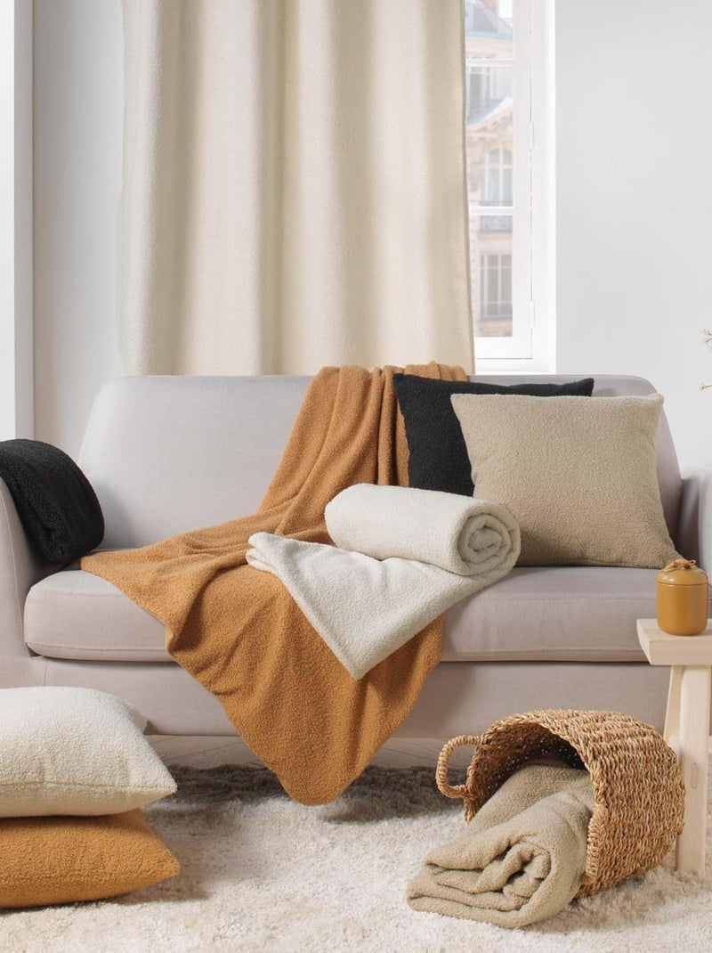 Manta de Poliéster WOOLY Douceur d'Intérieur Beige - Kiabi