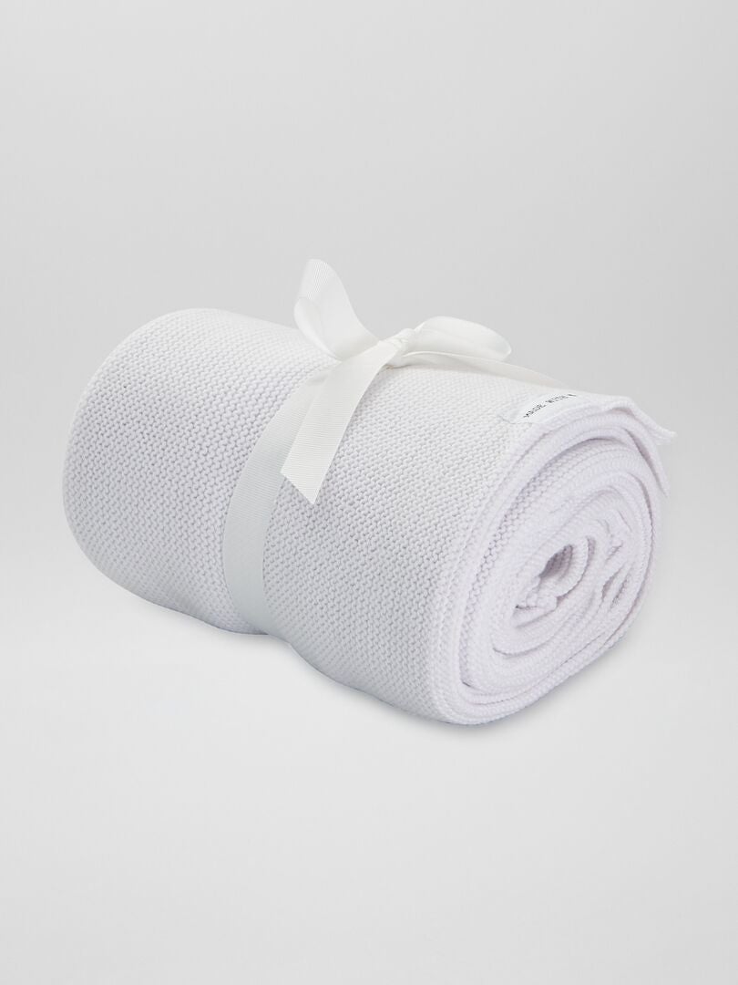 Manta de punto tricotado Blanco - Kiabi