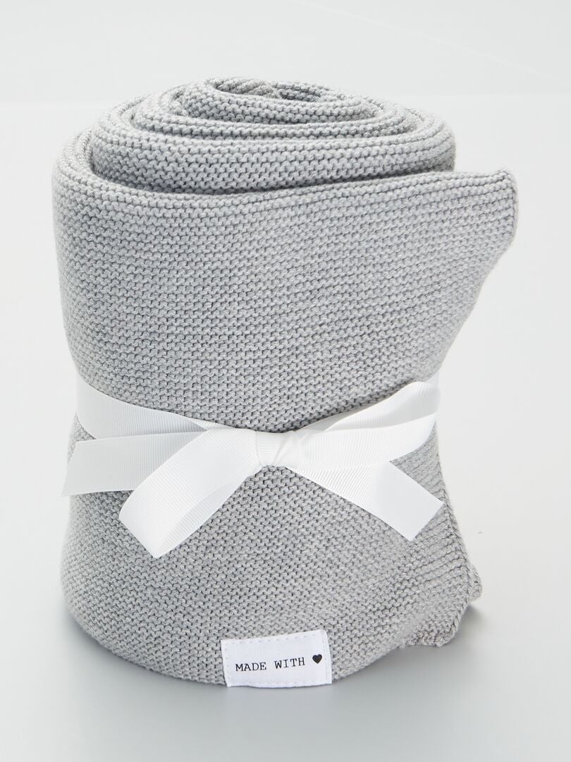 Manta de punto tricotado GRIS - Kiabi