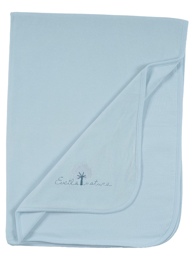 Manta de terciopelo 75x100 cm algodón orgánico Azul cielo - Kiabi