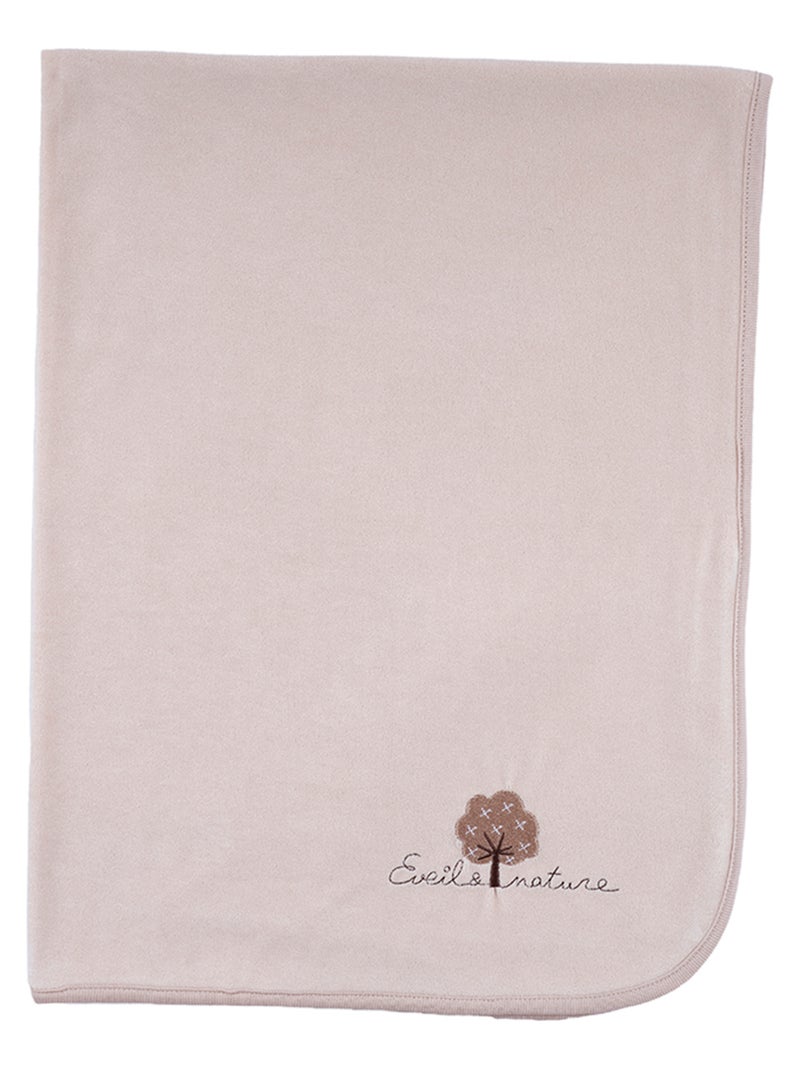 Manta de terciopelo 75x100 cm algodón orgánico Beige - Kiabi