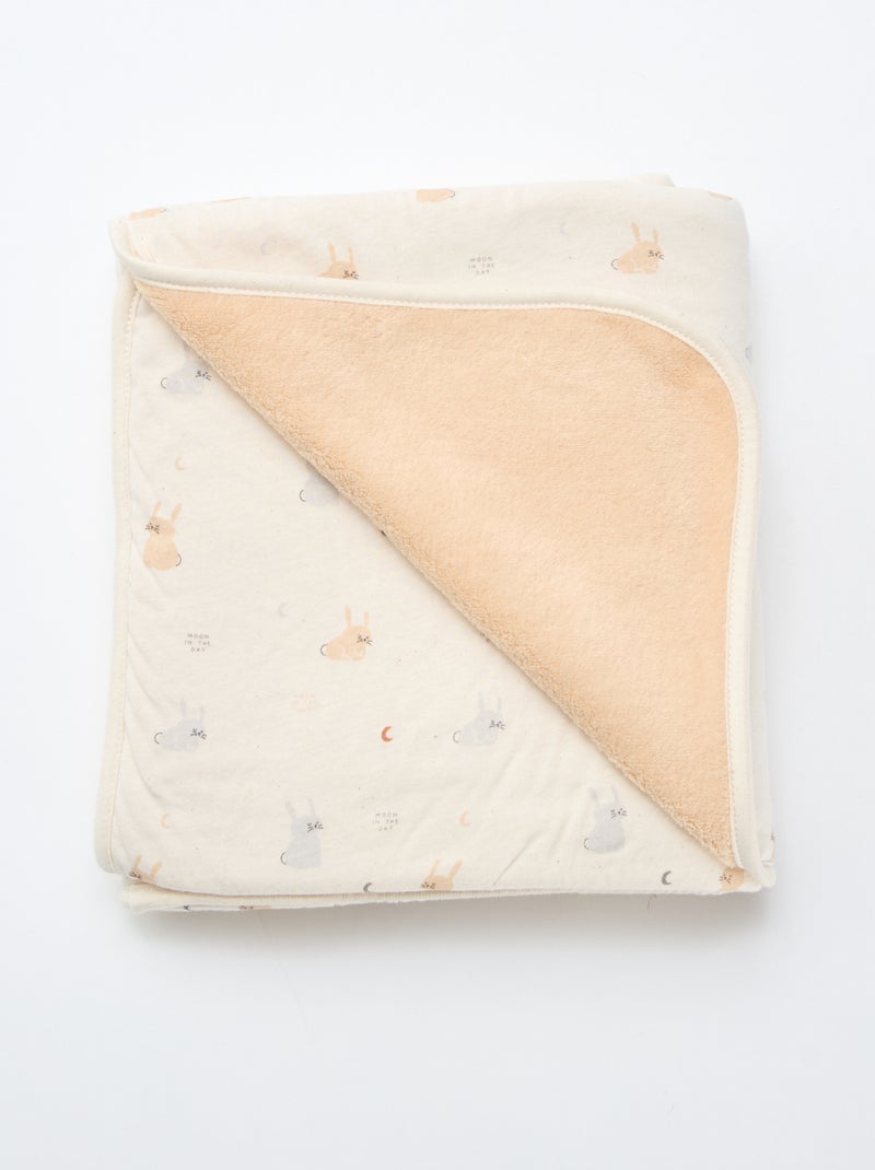 Manta estampada con interior de tejido polar Beige - Kiabi