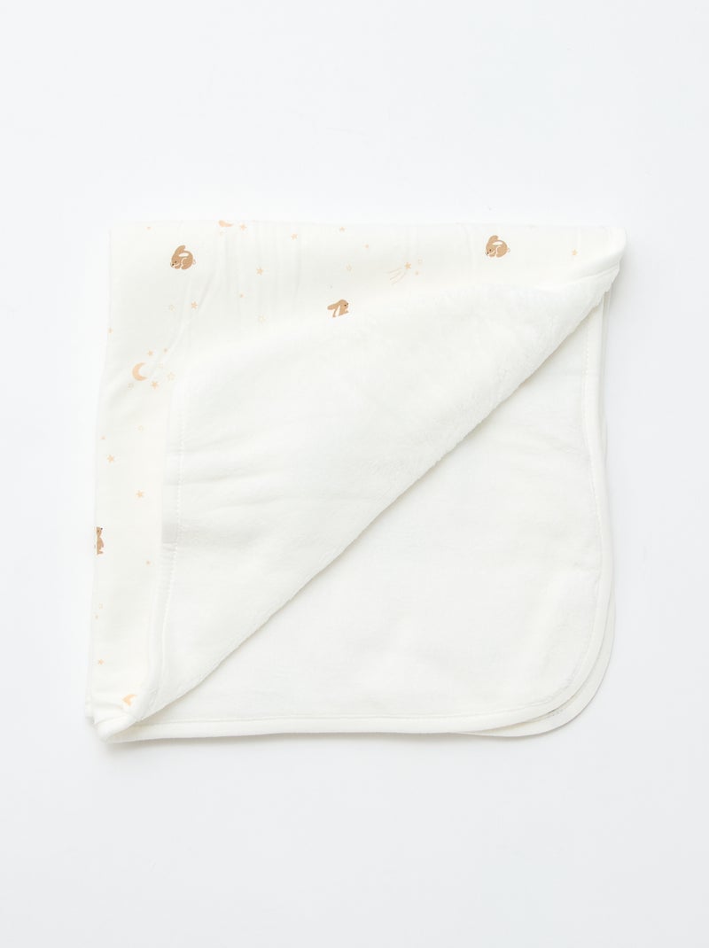 Manta estampada de algodón jersey y polar Blanco - Kiabi