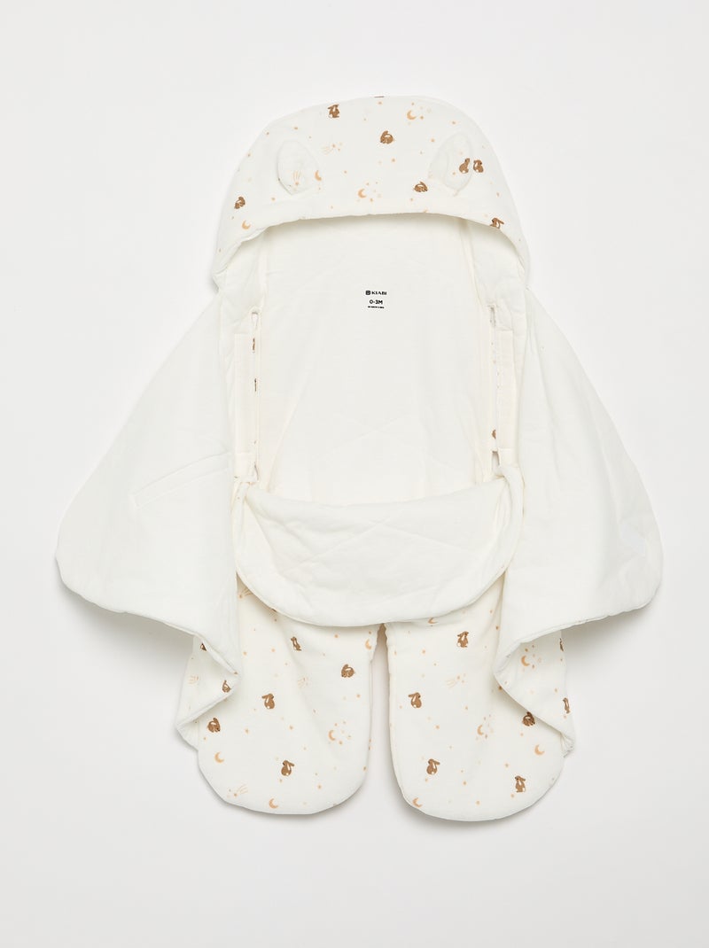 Manta estampada de algodón jersey y polar Blanco - Kiabi