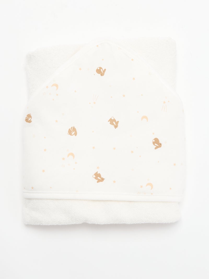 Manta estampada de algodón jersey y polar Blanco - Kiabi