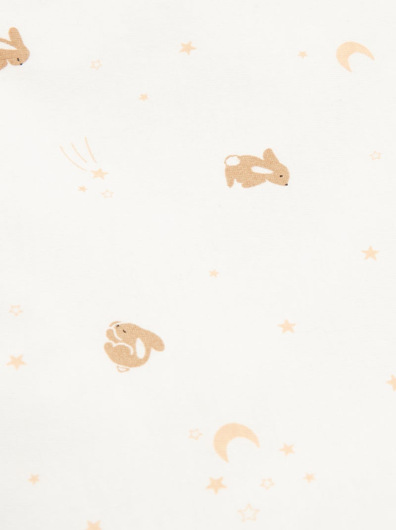 Manta estampada de algodón jersey y polar Blanco - Kiabi