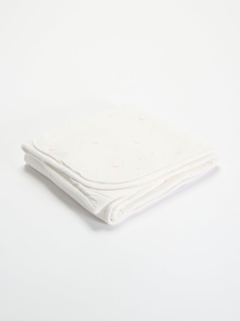 Manta estampada de algodón jersey y polar Rosa - Kiabi