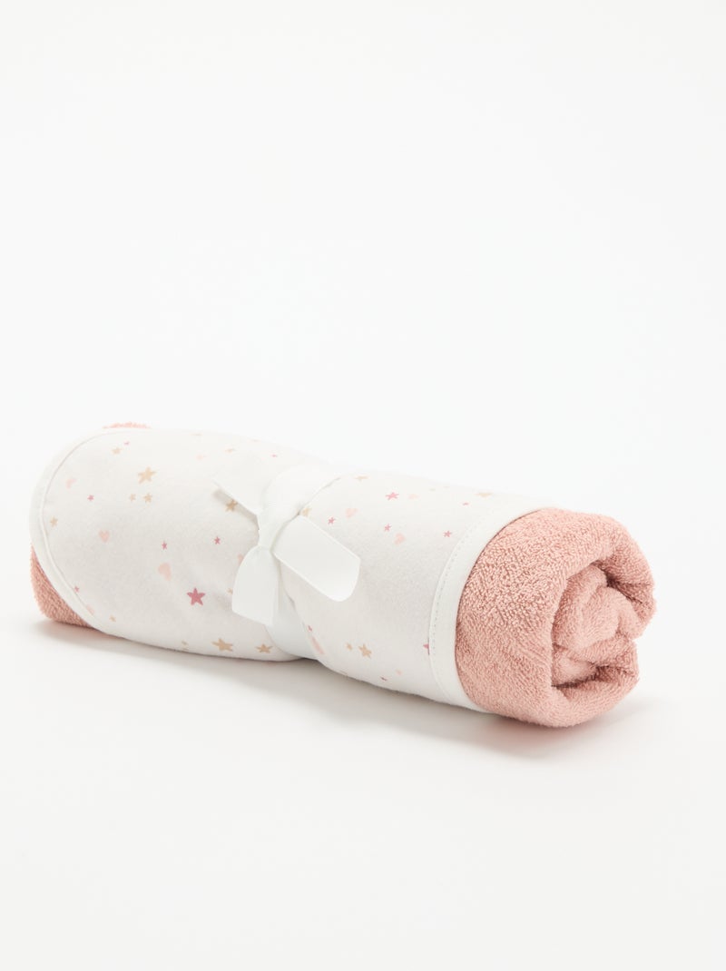 Manta estampada de algodón jersey y polar Rosa - Kiabi