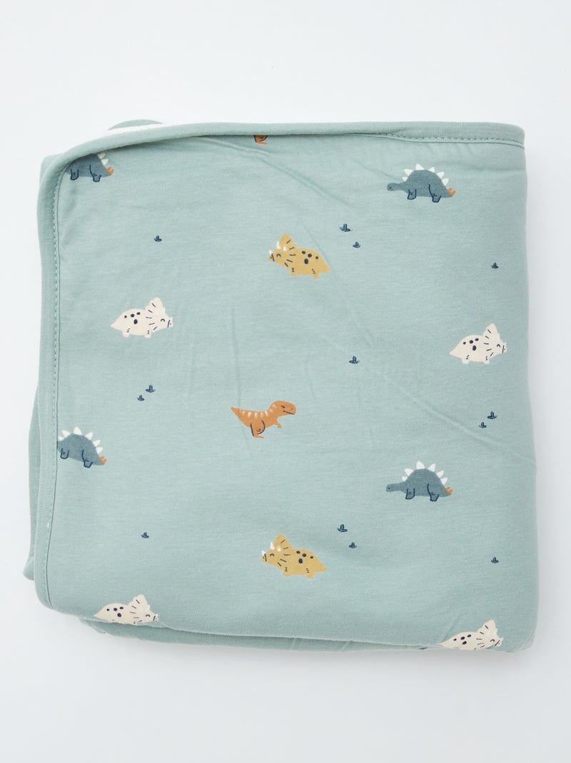 Manta estampada de punto de algodón AZUL - Kiabi