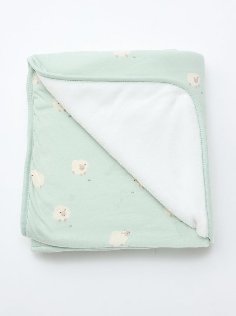 Manta estampada de punto de algodón Azul - Kiabi