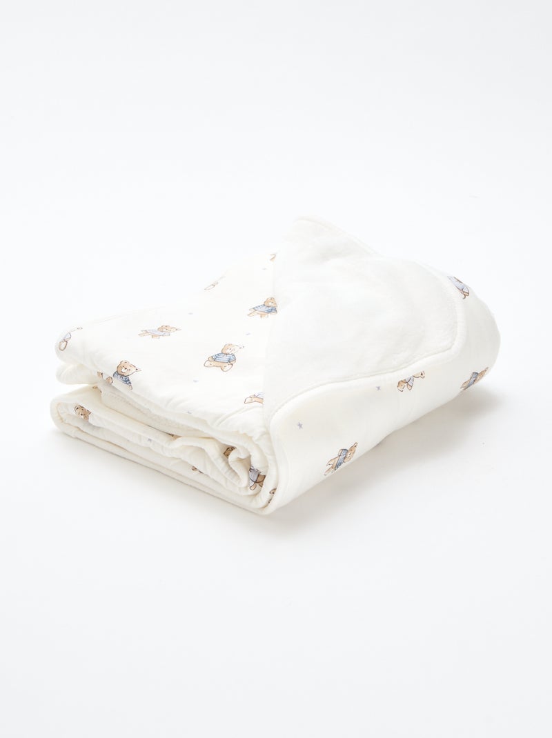 Manta estampada de punto de algodón Beige - Kiabi