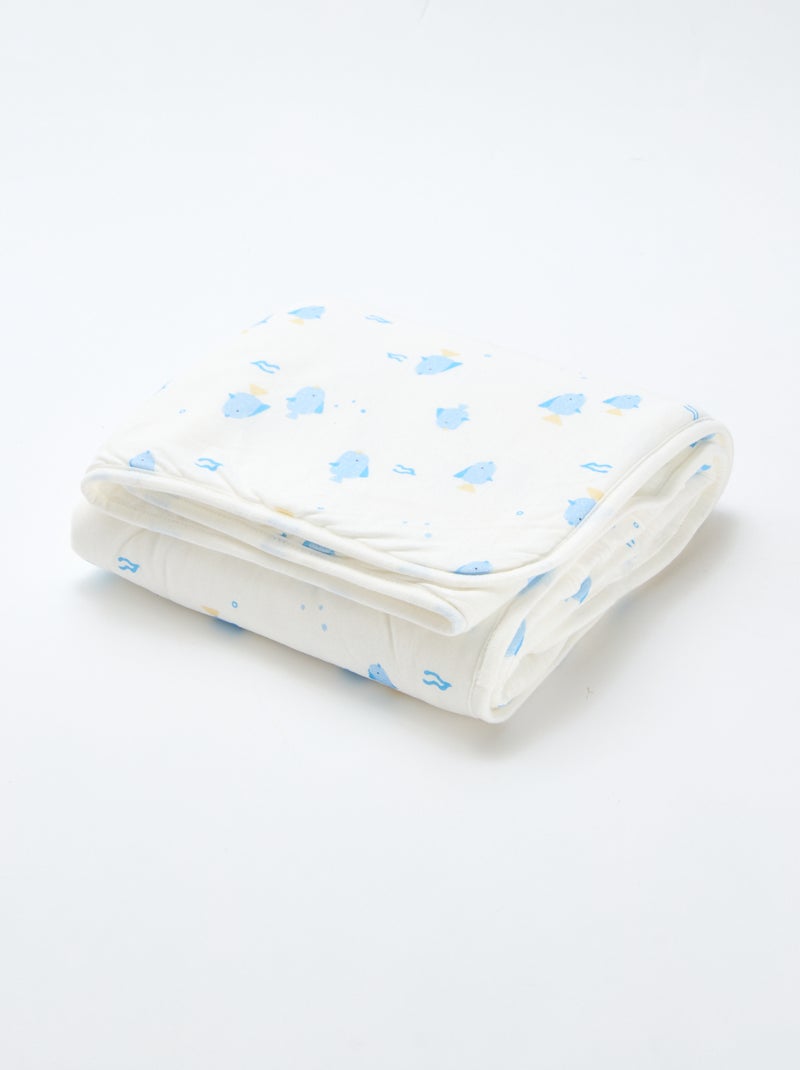 Manta estampada de punto de algodón Blanco - Kiabi